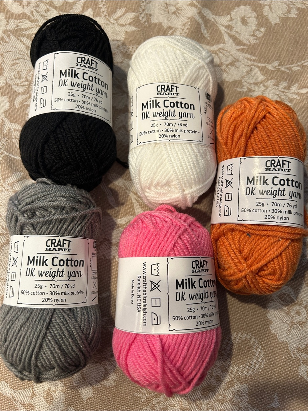Milk Cotton DK Weight Yarn Sweater in Black, White, Gray, Pink, Orange